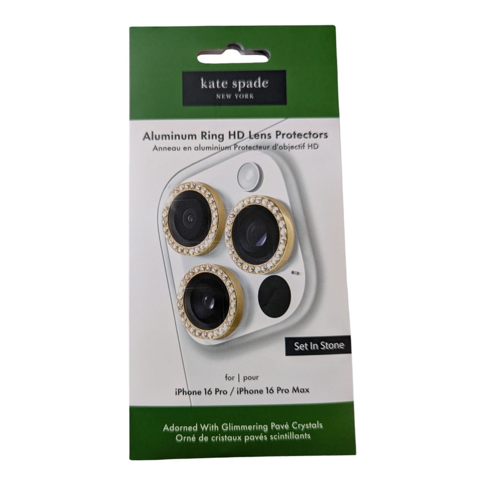 42-O Kate Spade Aluminum Ring HD Lens Protector Set In Stone 16 PRO/ 16 PRO MAX